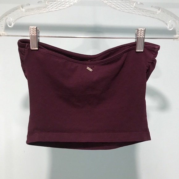 Garage Maroon Long Strapless Ruched Bandeau Size S - Picture 2 of 8